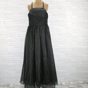 Dress Ball Gown Beaded Homecoming Prom Pearl Beaded Black Plus Size 18